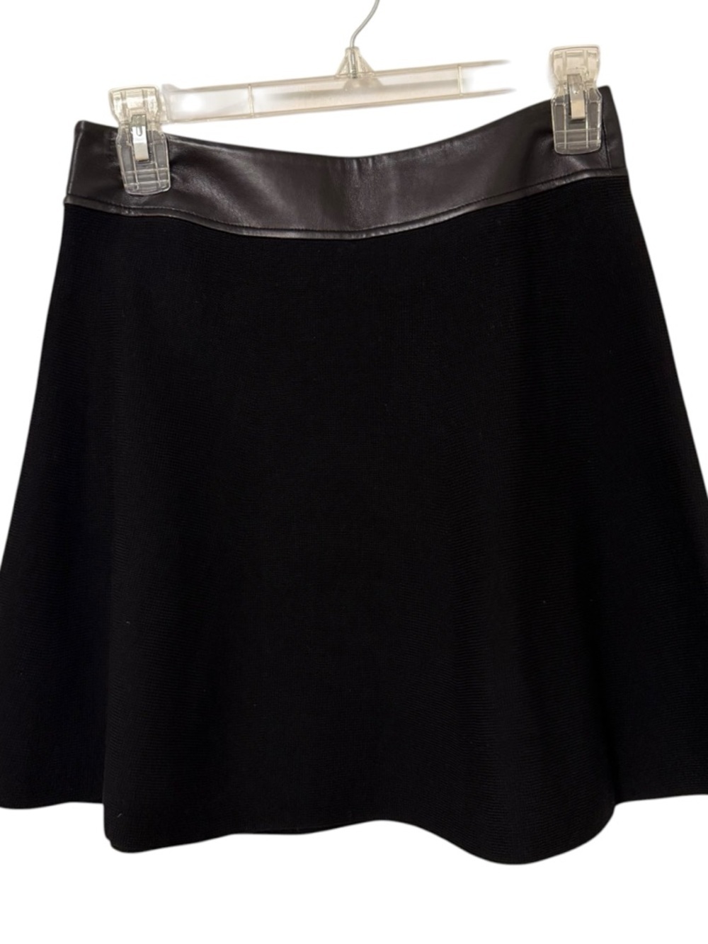 Theory Harmony Wool Knit Mini Skirt Lamb Leather Size P Black 90’s Office Siren - Picture 3 of 8